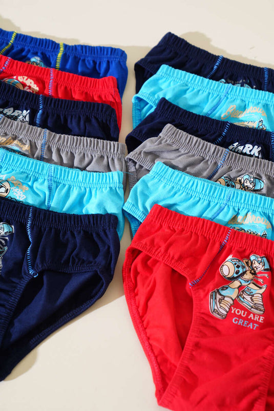 Passion 12-pack jongens bedrukte elastaan slipcombinatie