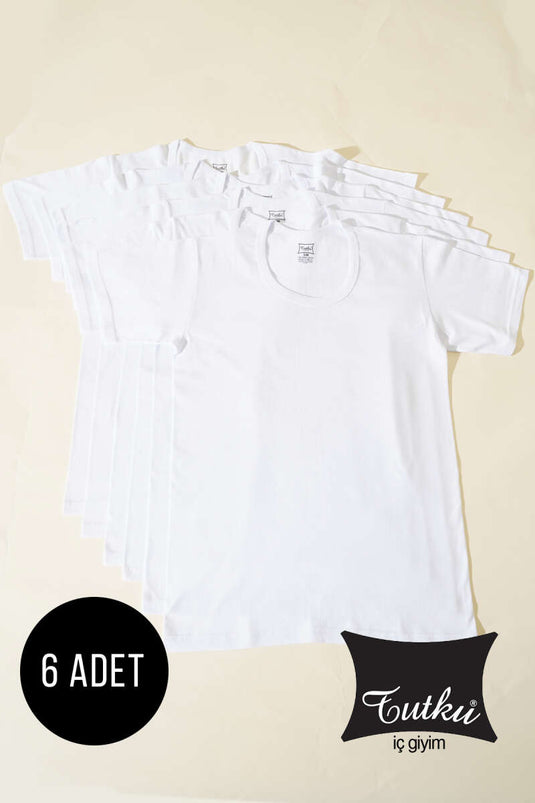 Passion 6-Pack Men's Combed Cotton Crew Neck Undershirt White