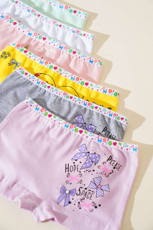 Passion 6-Piece Girls Printed Elastane Shorts Combination