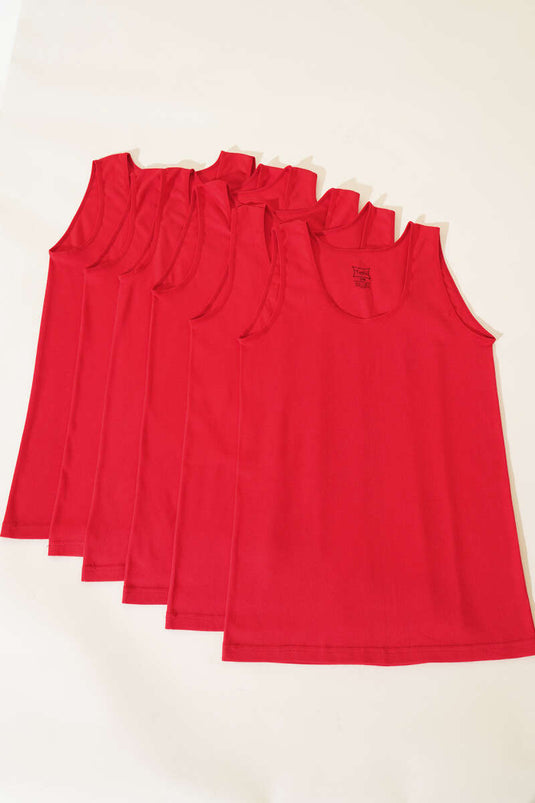 قميص داخلي نسائي من توتكو، مكون من 6 قطع، بحمالات عريضة مضلعة، أحمر