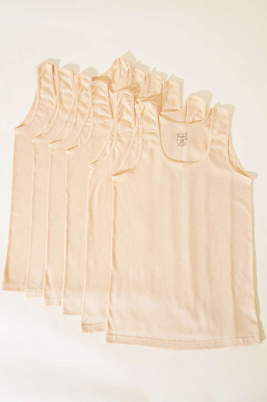 Tutku Dames 6-delig geribbeld ondershirt met brede bandjes Tien