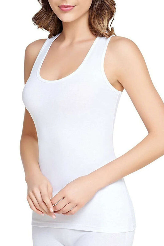 Tutku Women's Elastane Wide Strap Undershirt White