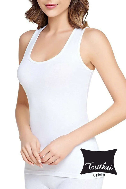 Tutku Women's Elastane Wide Strap Undershirt White