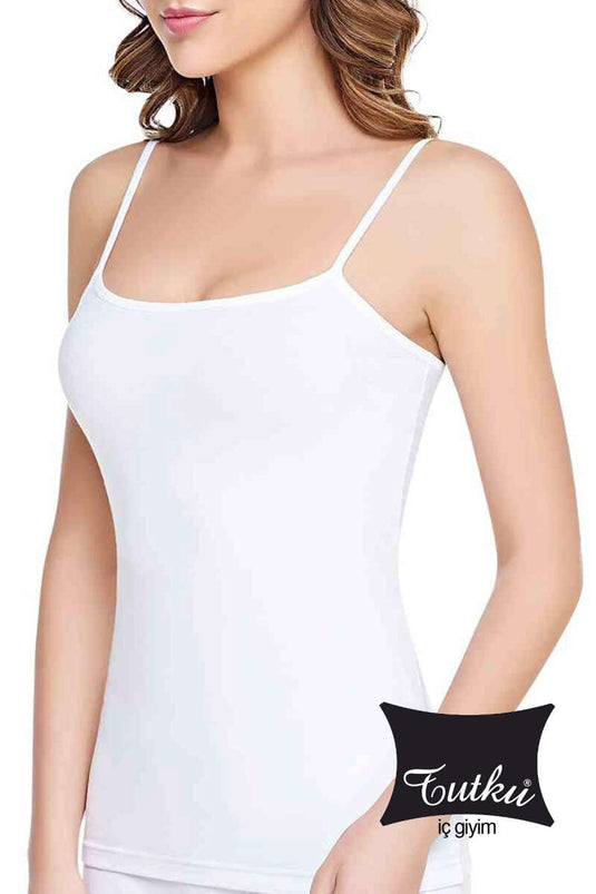 Tutku Dames Elastaan Strappy Ondershirt Wit