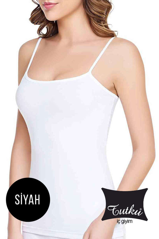 Débardeur à bretelles en élasthanne pour femme Tutku, noir