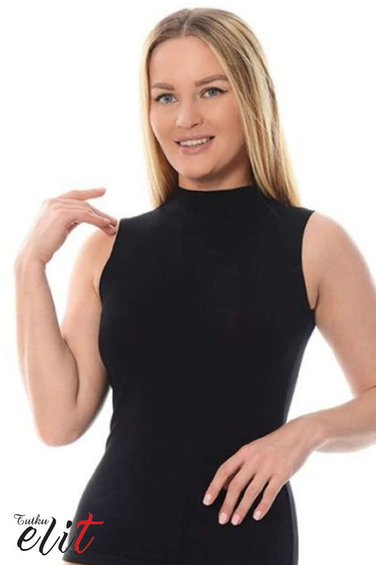 Passion Elite Elastane Turtleneck Bodysuit Black