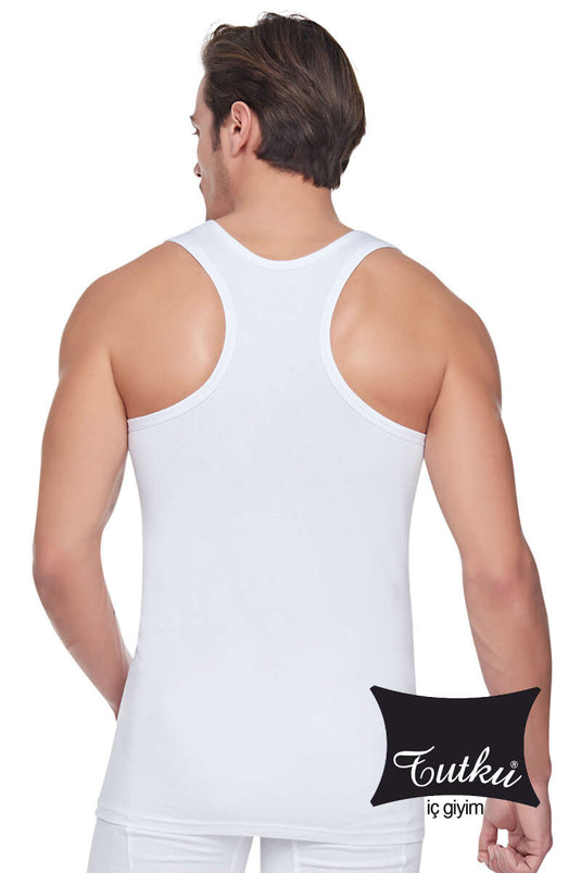 قميص داخلي رياضي مضلع للرجال من Passion باللون الأبيض