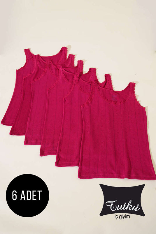 Passion Jacquard Wide Strap Women's 6-Pack Undershirt Cherry