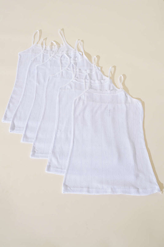 قميص داخلي نسائي من Tutku Jacquard Rope Strap، عبوة من 6 قطع، أبيض