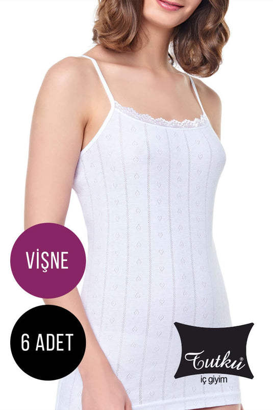 قميص داخلي نسائي من Tutku Jacquard Rope Strap، عبوة من 6 قطع، لون كرزي