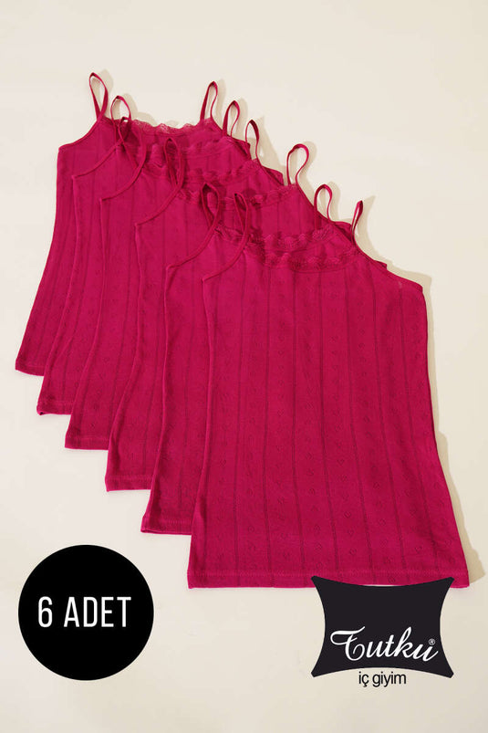 قميص داخلي نسائي من Tutku Jacquard Rope Strap، عبوة من 6 قطع، لون كرزي