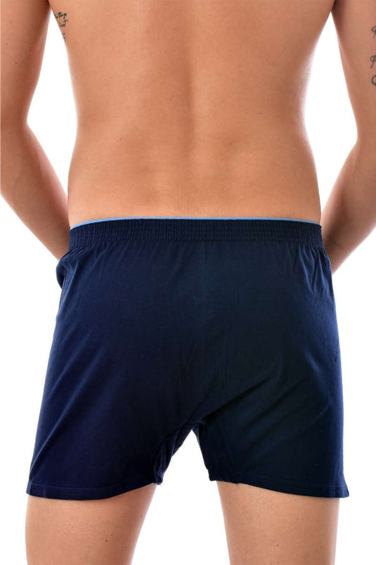 Tutku Combed Cotton Plain Men's Boxer Navy Blue