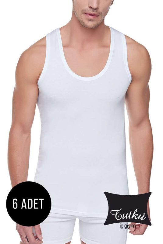 Tutku Ribbed 6-Pack Men's Undershirt White