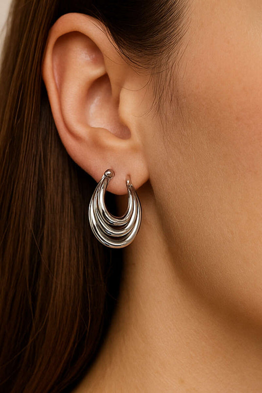 Drievoudige oorringen zilver