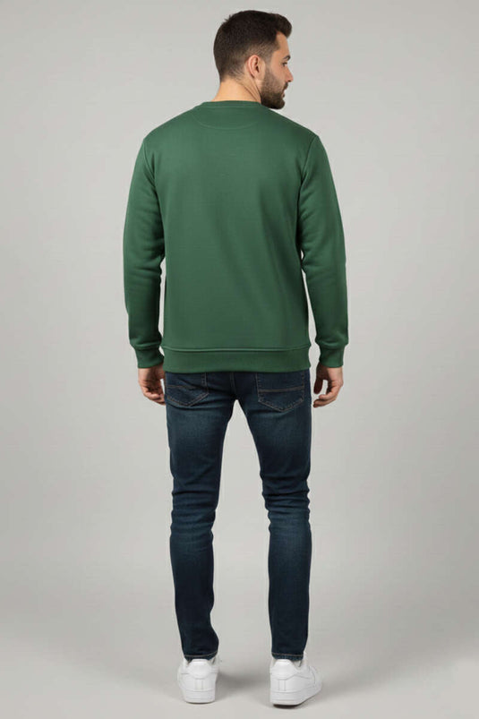 سويت شيرت رجالي برقبة دائرية بثلاث خيوط أخضر