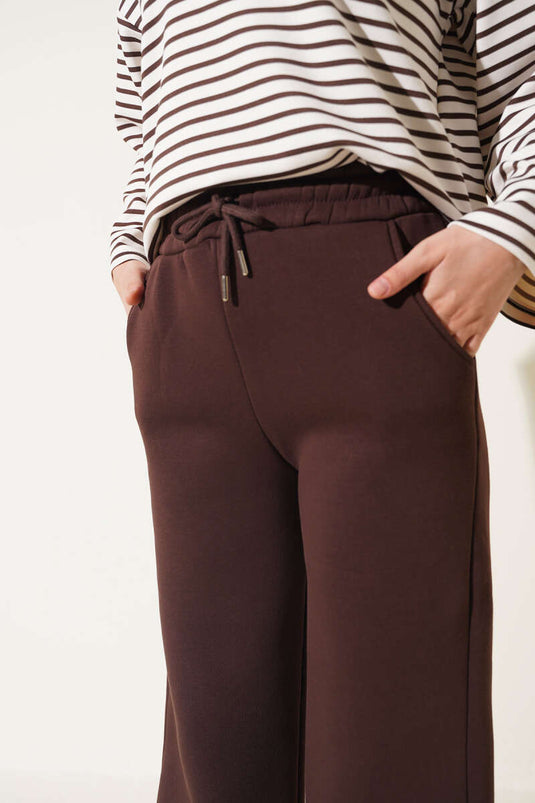 Dreilagige Braun Hose Mit Taschen