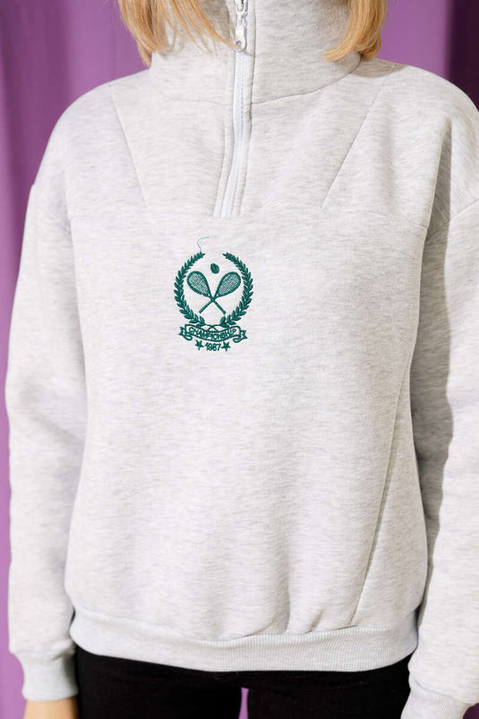 Dreilagiges Stehkragen-Sweatshirt, Grau