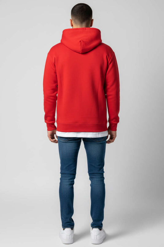 Three-Thread Hooded Unisex Sweatshirt Red