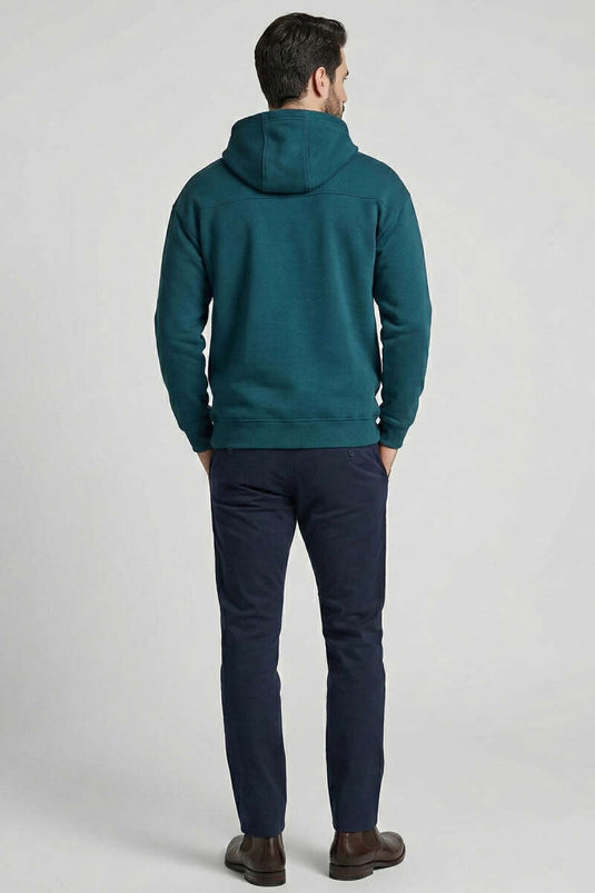 Three-Thread Hooded Unisex Sweatshirt Petrol