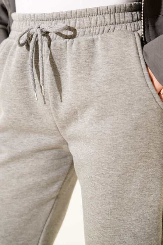 Üç İplik Lastikli Jogger Pantolon Füme