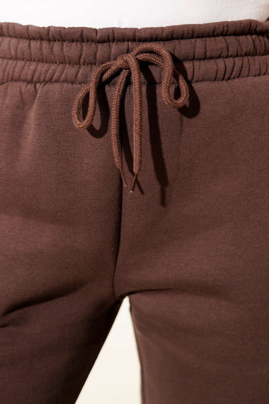 Dreifädige Jogginghose mit Gummizug, Braun