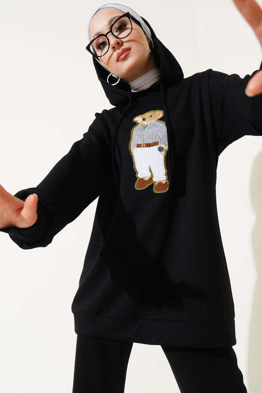 Three Yarn Loysha Teddy Bear Two Piece Set Black