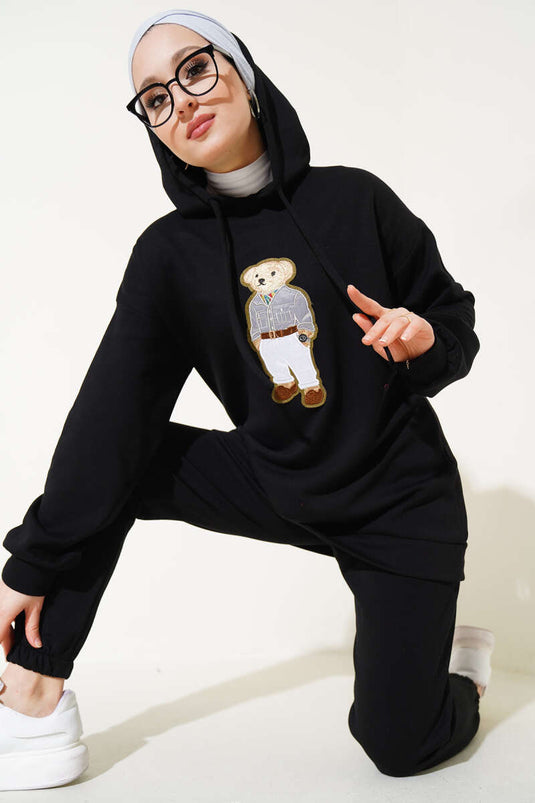 Three Yarn Loysha Teddy Bear Two Piece Set Black