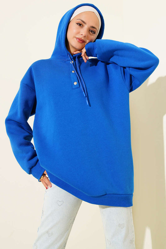 سويت شيرت ساكس بنصف زر وخيط ثلاثي