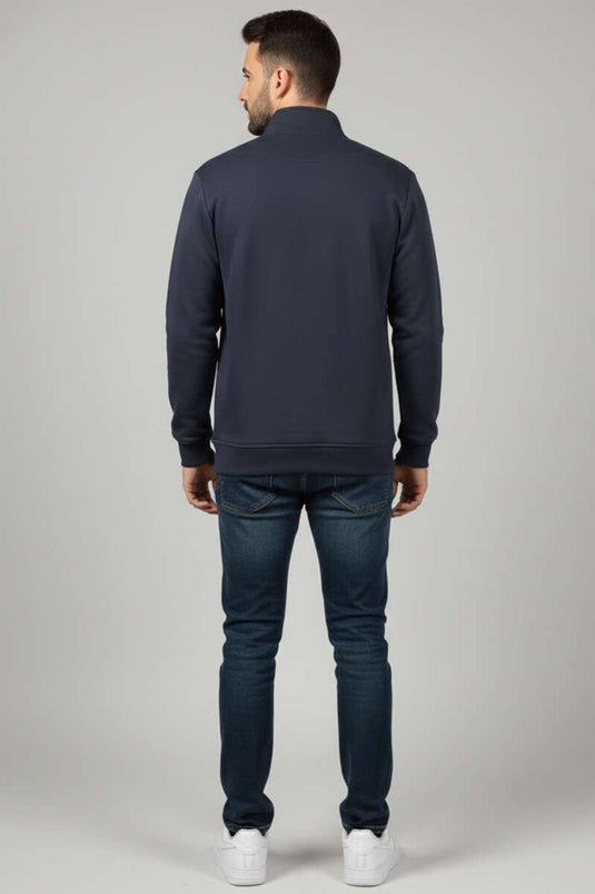 Three-Thread Half-Zipper Men's Sweatshirt Smoke Gray