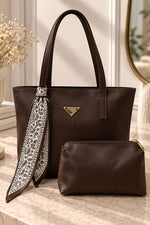 Sac À Main À Épaule Avec Accessoire Triangle En Café Brûlé