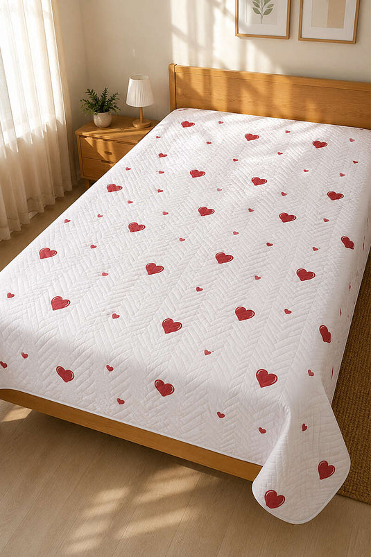 Couette piquée double à motif cœur ultrasonique assortie 2