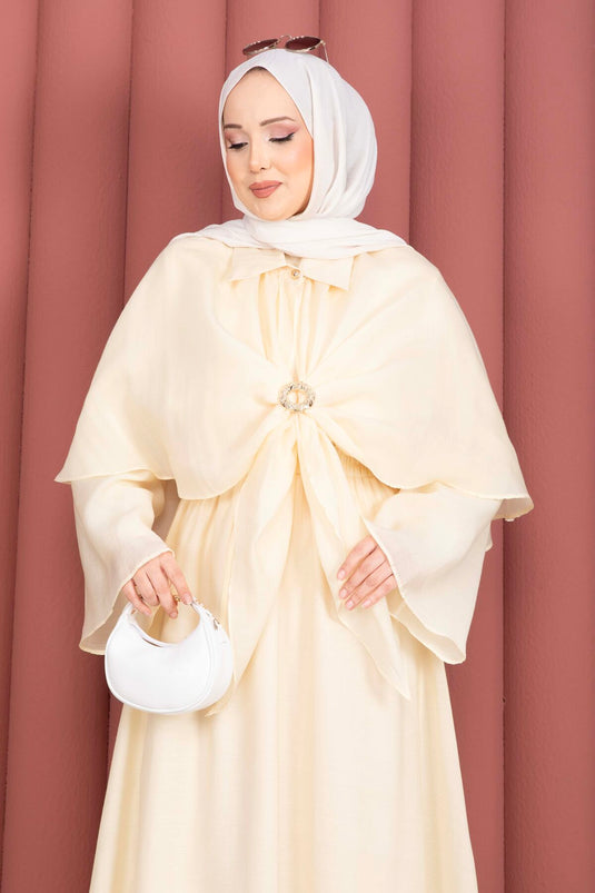Ensemble modeste trois pièces avec broche décorative Allerli, jaune