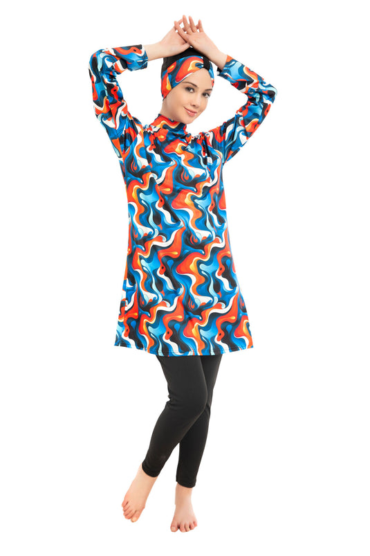 Maillot de bain hijab à motifs -134