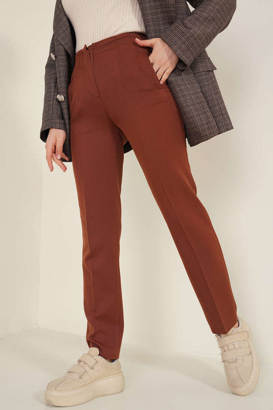 Pantalon Skinny Rayé Iron Marron