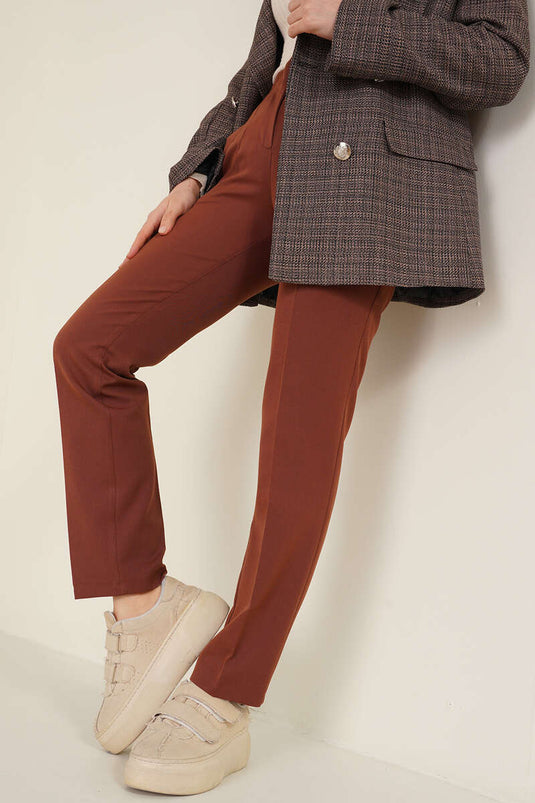 Pantalon Skinny Rayé Iron Marron