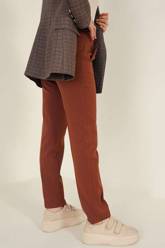 Pantalon Skinny Rayé Iron Marron