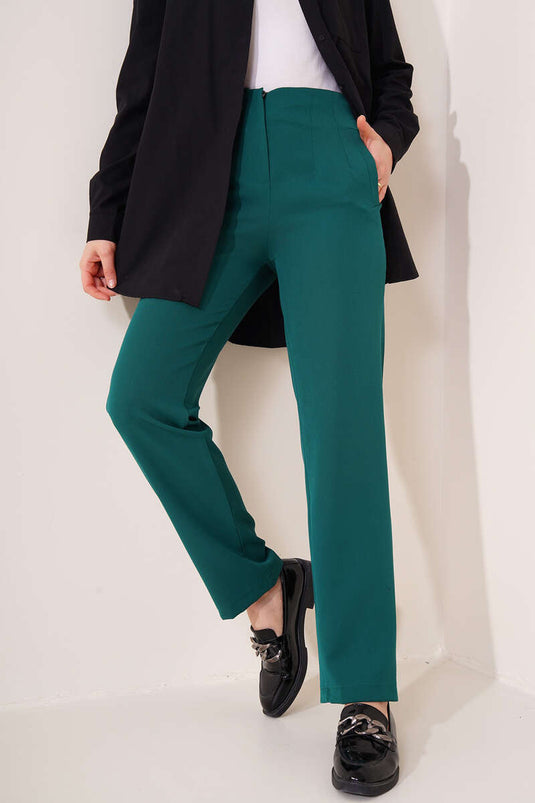 Pantalon Skinny Rayé Thermocollant Émeraude