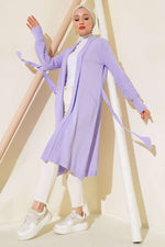 Cardigan long en dentelle à manches de raisin Lilas