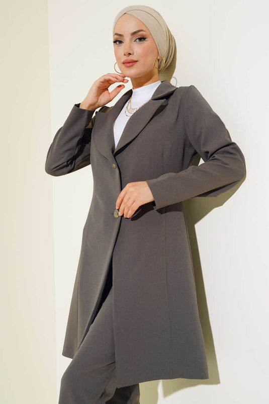 سترة طويلة بدلة مزدوجة مدخنة