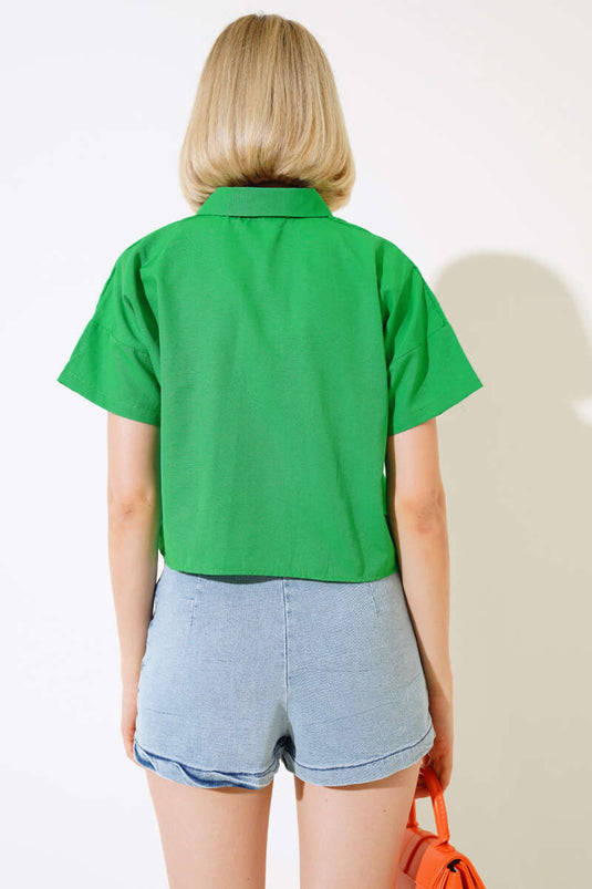 Long Pocket Short Shirt Green
