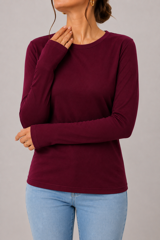 Uzun Kol Likralı Body Mürdüm