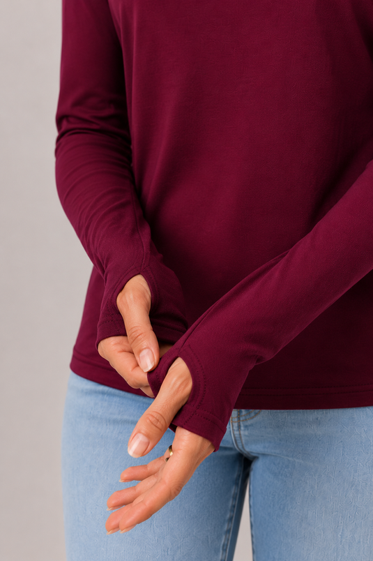 Uzun Kol Likralı Body Mürdüm