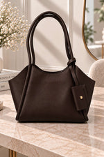 Sac Détails En Cuir Marron Épicé Avec Poignée Longue