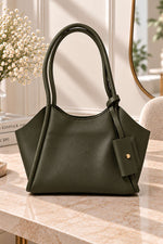Sac À Main En Khaki Avec Poignée Longue Et Détails
