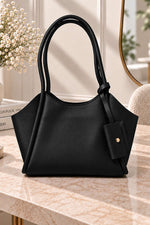 Sac Noir Détails Avec Poignée Longue Et Portefeuille