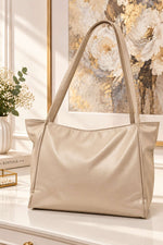 Sac À Main En Cuir Beige À Long Manche Pour Femmes