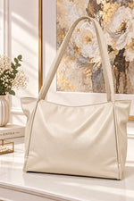 Sac Femme En Cuir À Long Anses Crème