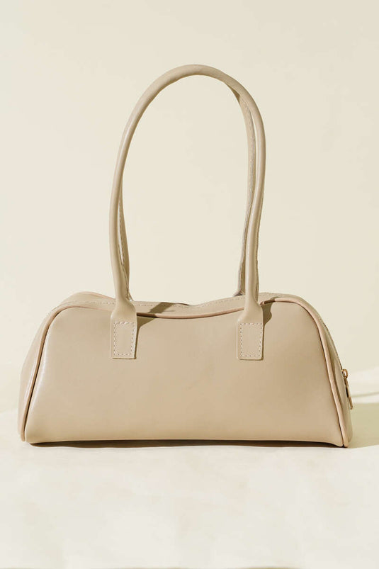 Borsa Baguette Beige Con Manico Lungo E Zip