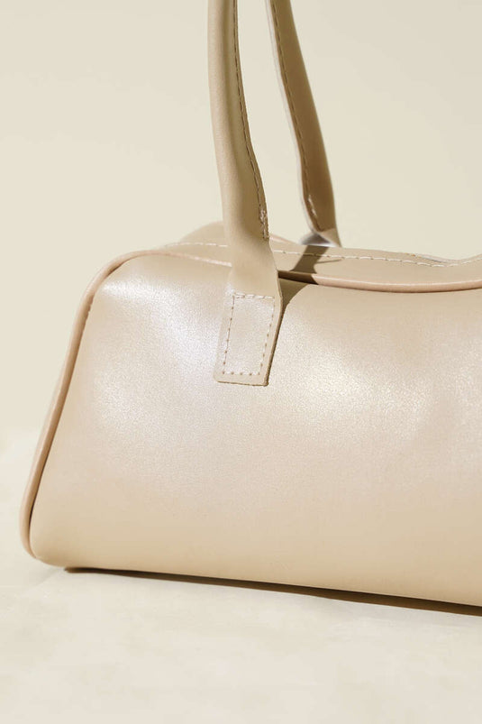 Borsa Baguette Beige Con Manico Lungo E Zip