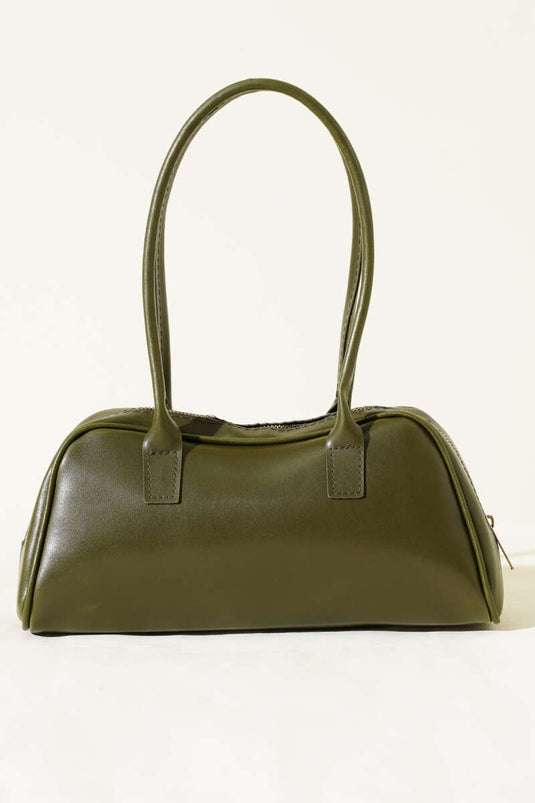 Lange Griff Zipper Baget Tasche Khaki